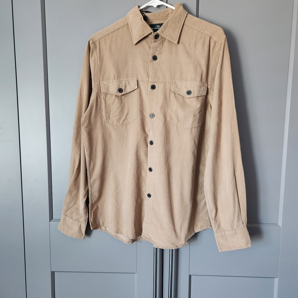 New Rodd & Gunn Shirt Small S Taupe Tan Micro Corduroy Italian Albini Cotton NWT